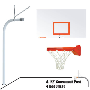 Basketball System - Gooseneck (4-1/2 in. Pole with 4 ft. Offset) - 72 in. Steel Board - Playground Breakaway Goal